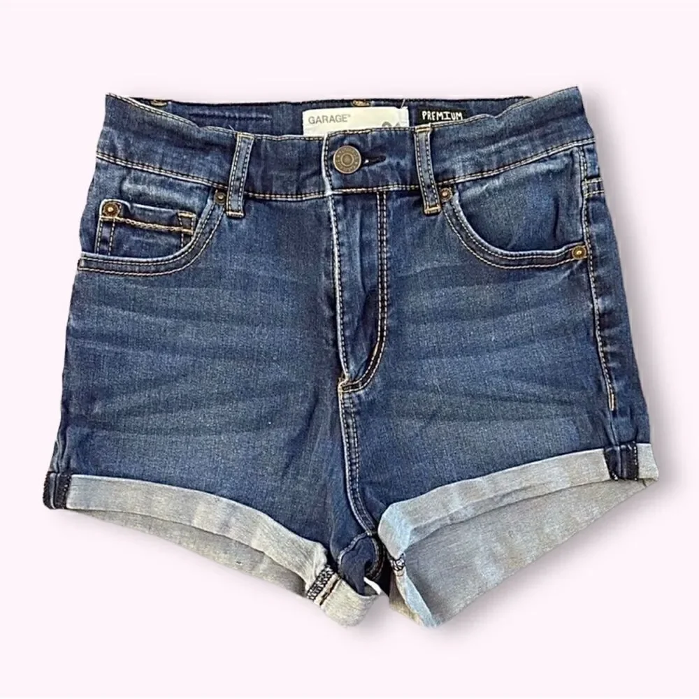 Garage High Rise Cuffed Stretchy Denim Jean Shorts Sz 1
